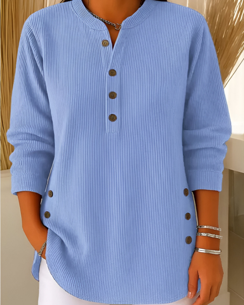 Neris | Modern Stickad Topp med Långa Ärmar