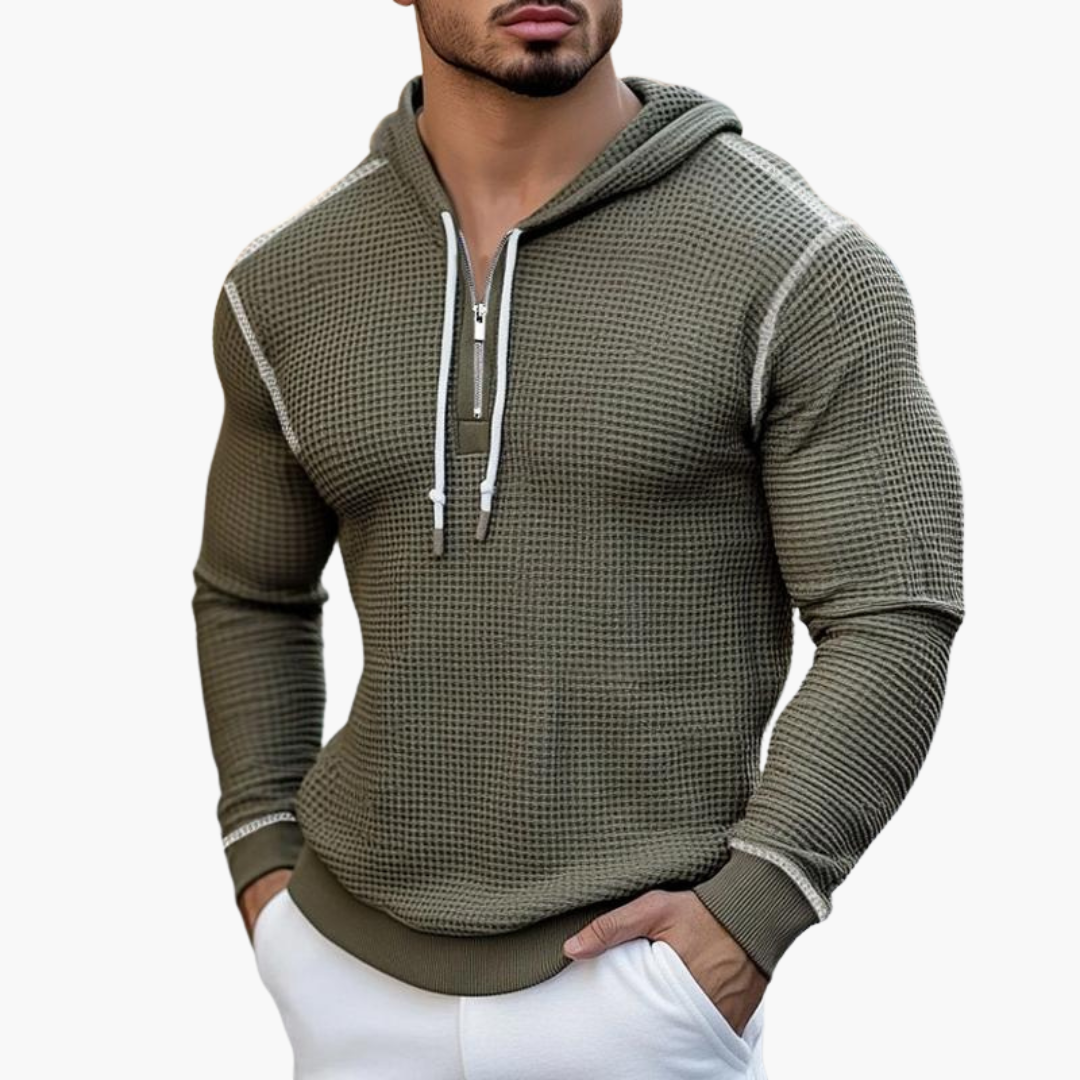 Rainer | Snygg våfflad långärmad huvtröja