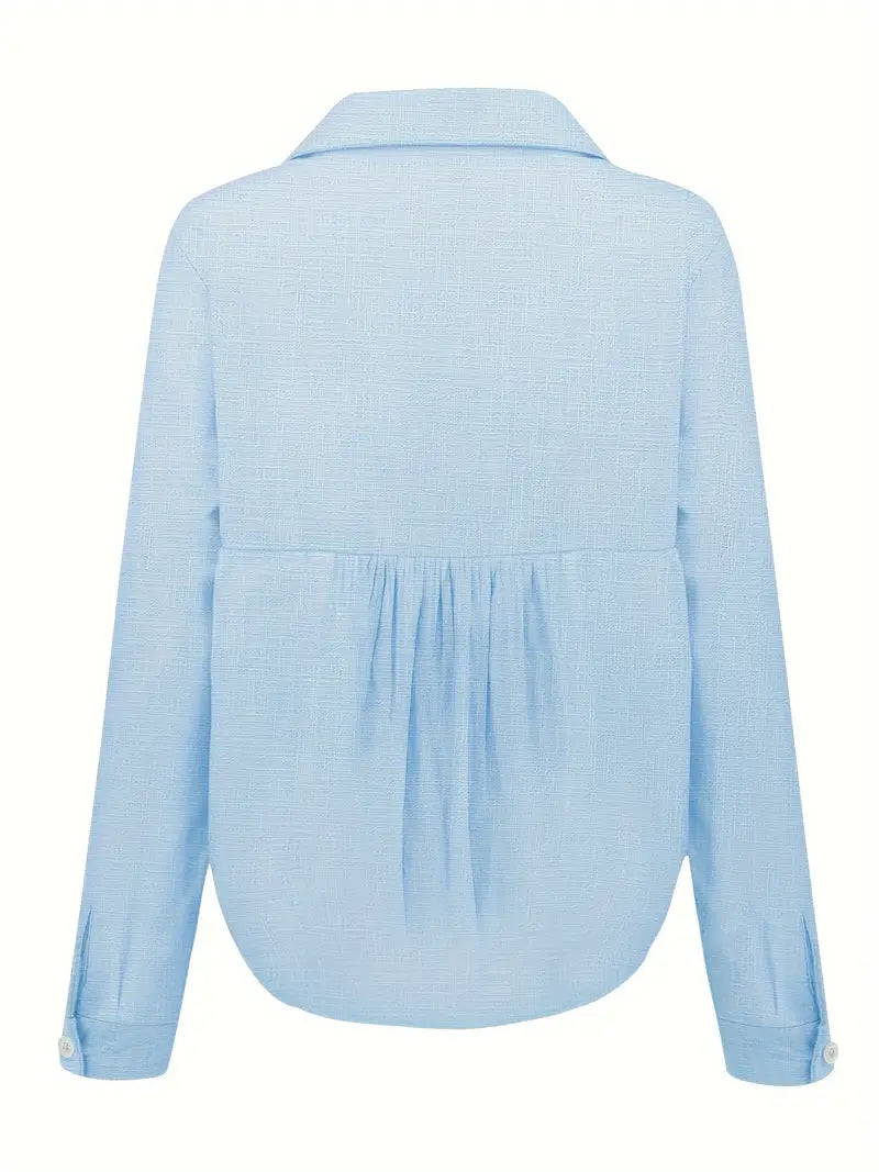 Ingrid™ | Tidlös Linneblus med Knäppning