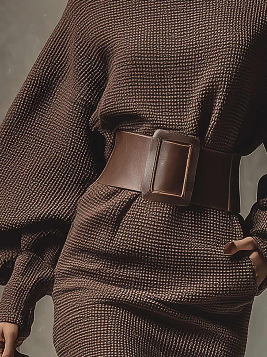 Maribelle | Bälte Stickad Mini Klänning