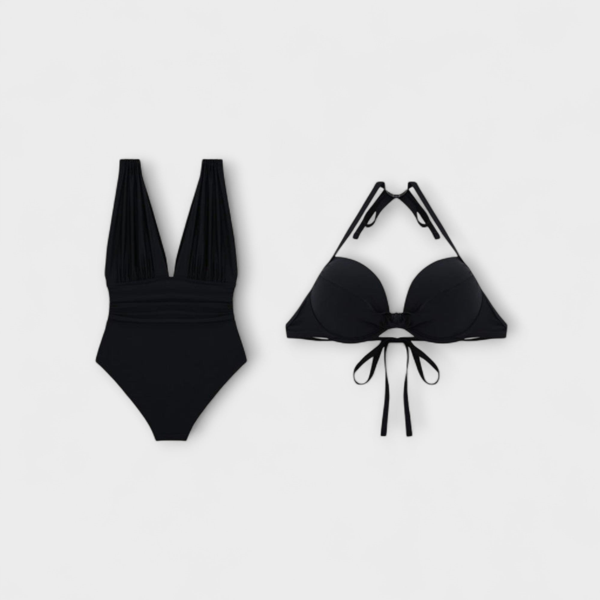 Miravo - Formande baddräkt med djup urringning och justerbara remmar