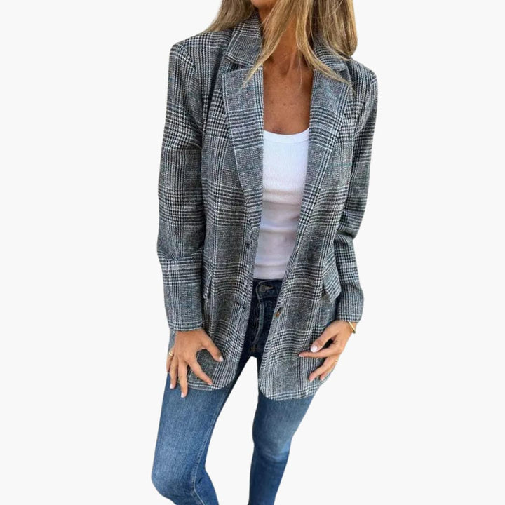 Carina | Casual rutig kavaj med slag