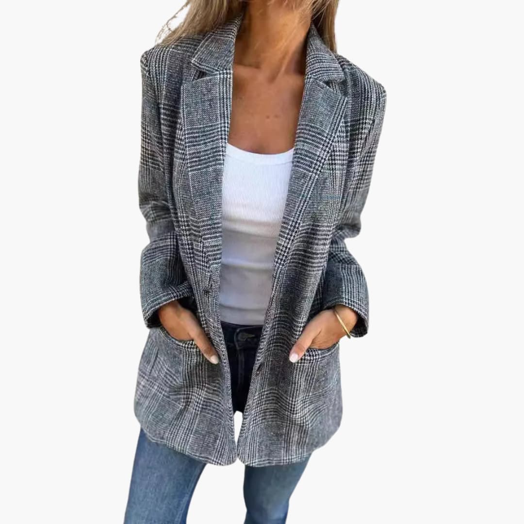 Carina | Casual rutig kavaj med slag