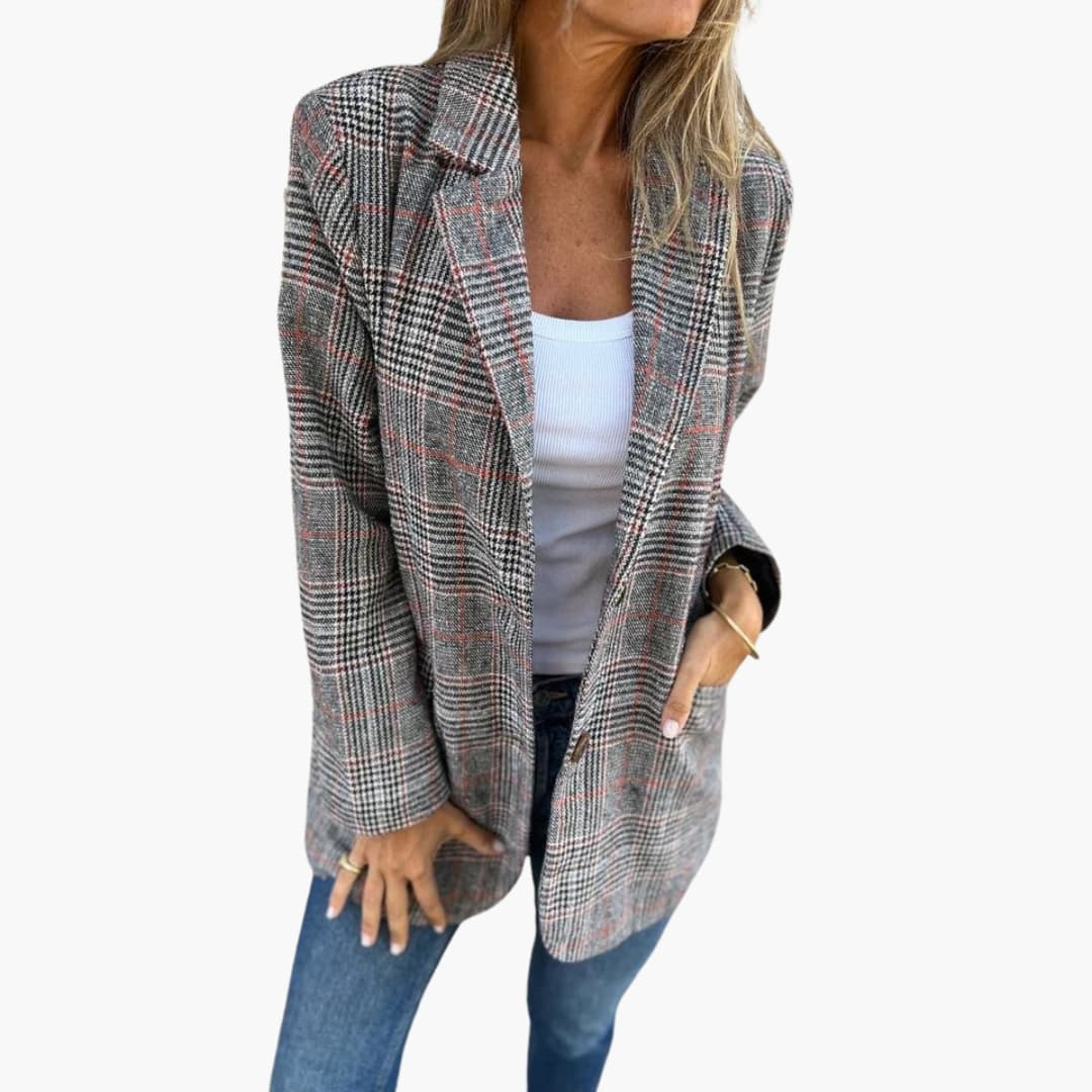 Carina | Casual rutig kavaj med slag