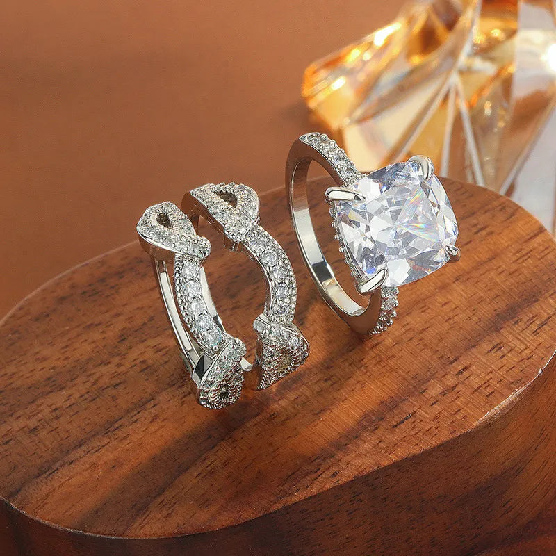 Vintage halo ringuppsättning | vitguld