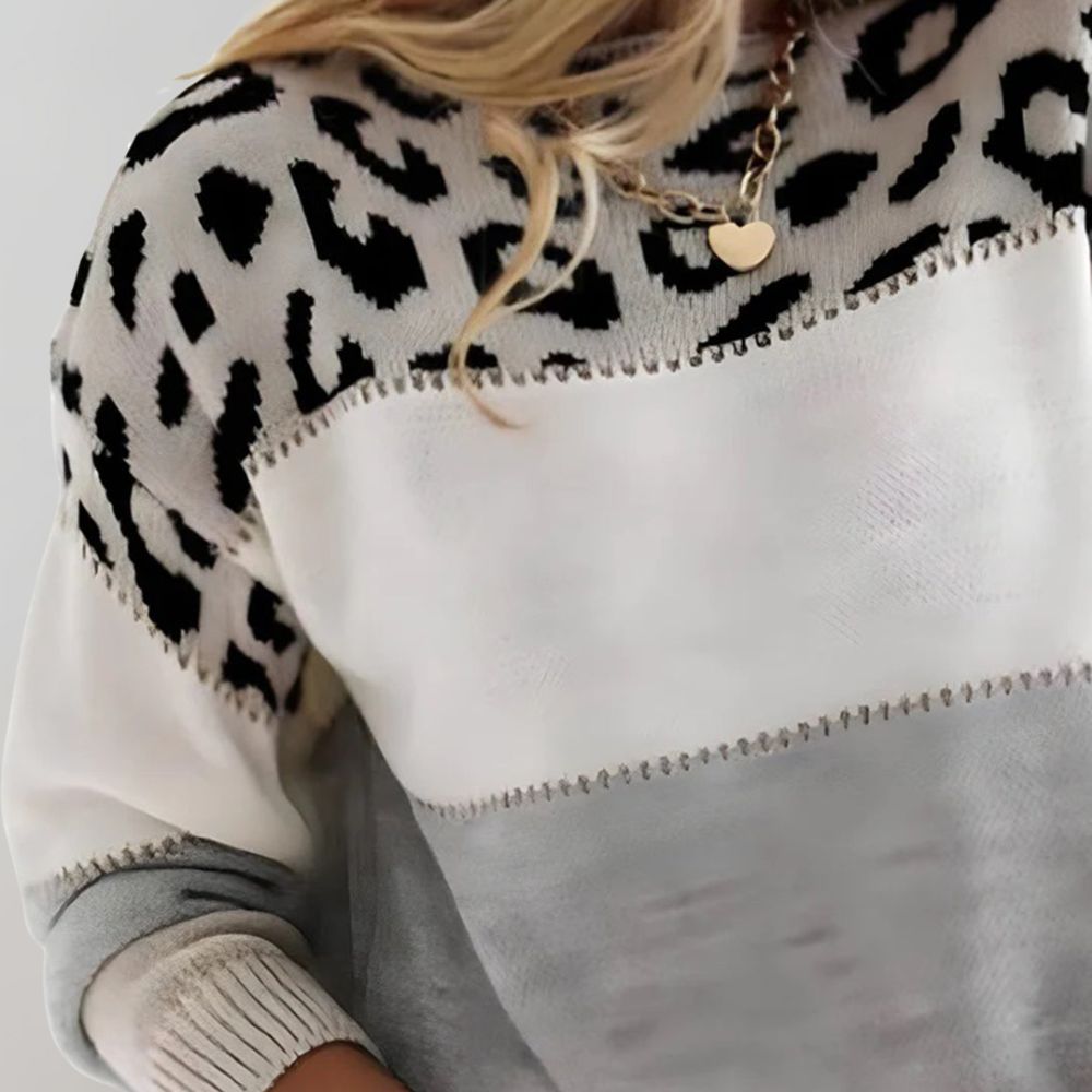 Ebba | Leopardmönstrad Avslappnad Tröja
