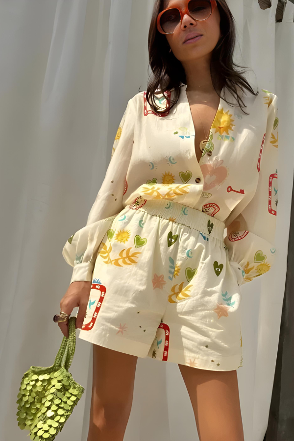 LACEY | LÅNGÄRMAD OCH SHORTS SET