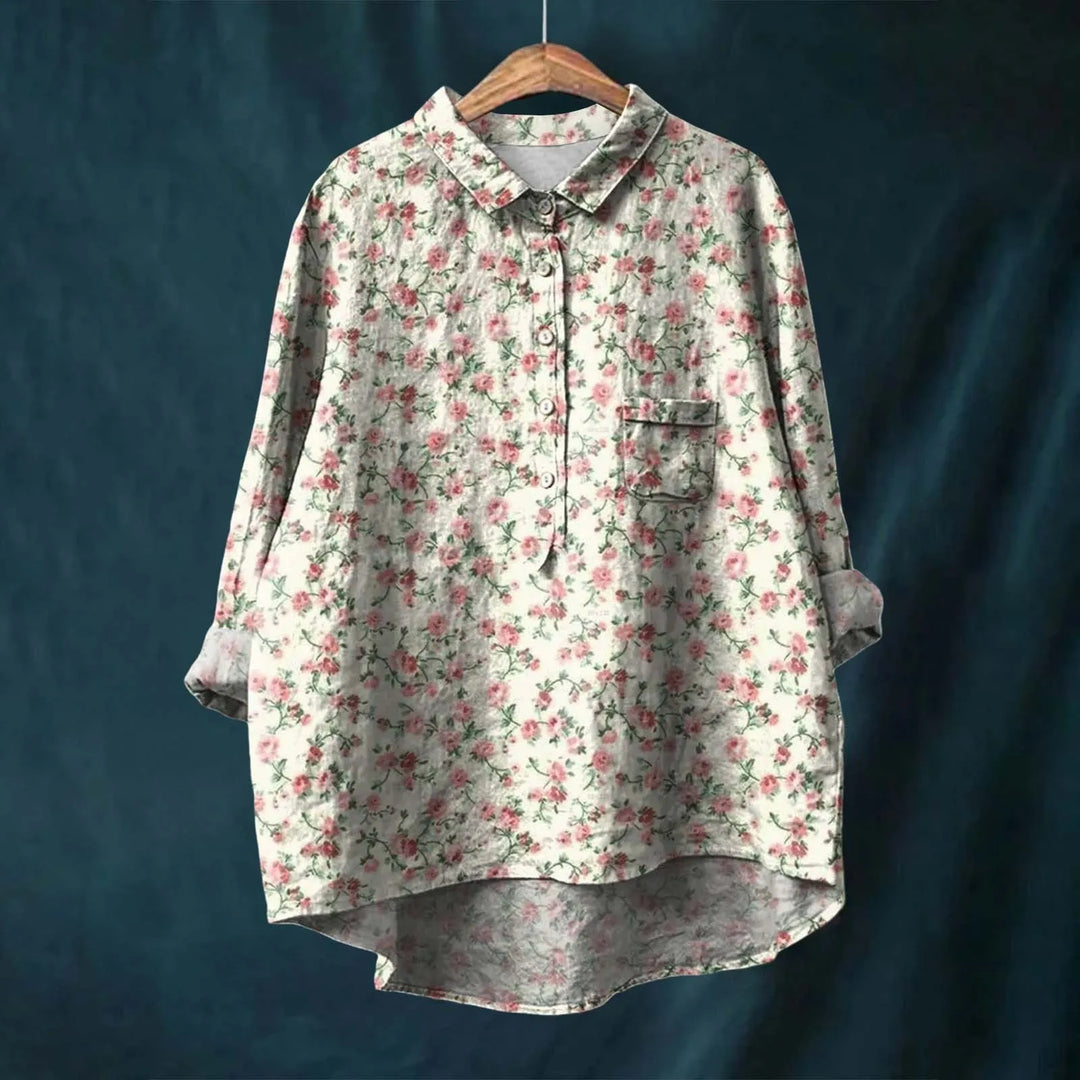 Meja | Elegant Långärmad Blommig Skjorta