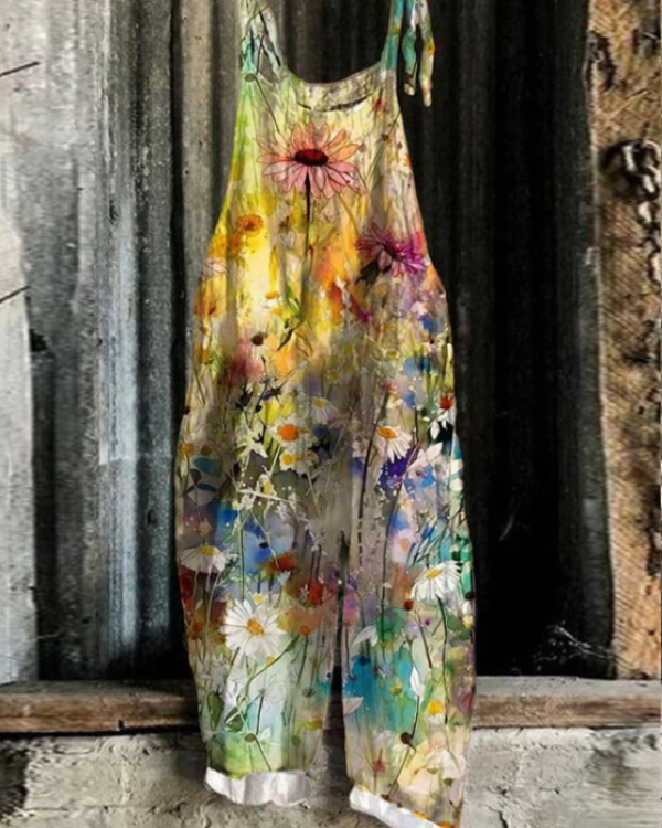 Hängselbyxor Vintage Floreale - Stile e Comfort Senza Sforzo per Donne