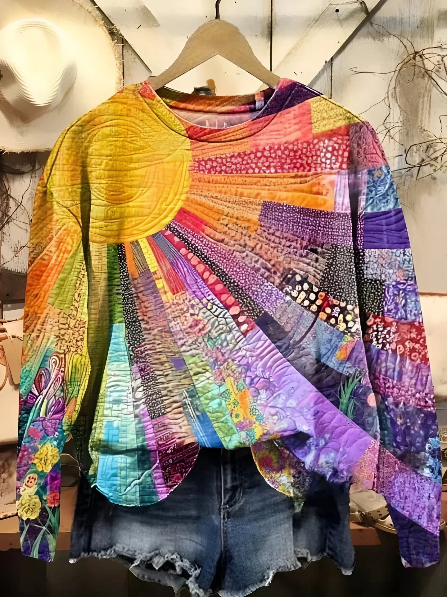 Matilde | Soleil Rayonnant Patchwork Stickad Tröja